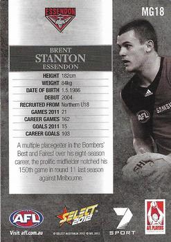 2012 Select AFL Champions - Milestone Game Foils #MG18 Brent Stanton Back
